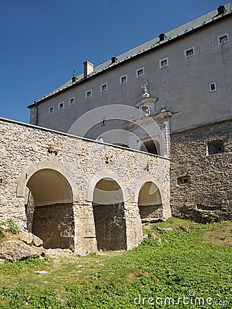 Dry moat at Cerveny Kamen Castle Stock Photo